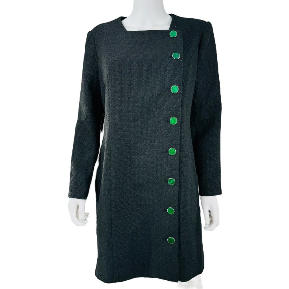 Pomander Place Black Tweed Long Sleeve Retro Winslet Mini Dress Size S